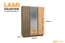 Deine Möbel 24 Kleiderschrank LAMI 15 mit Spiegel & 2 Schubladen, Wotan Eiche/Schwarz Matt Bild 1