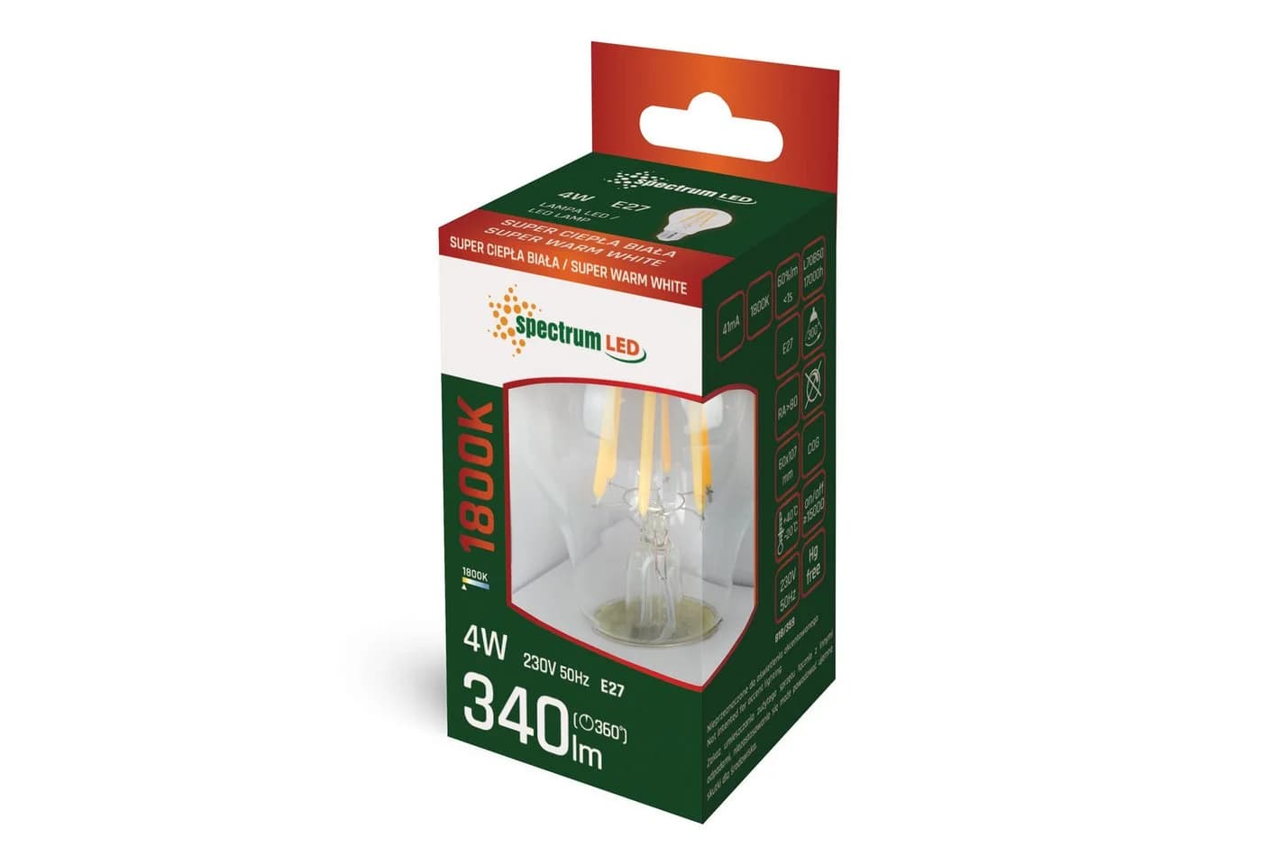 SpectrumLED LED-Leuchtmittel E27 Extra Warmweiß 1800K S0W990TB