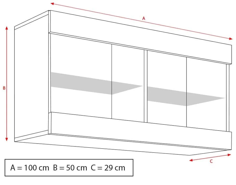 komodee Wandhängeschrank TIVOLI Offene Vitrine Beige/Schwarz