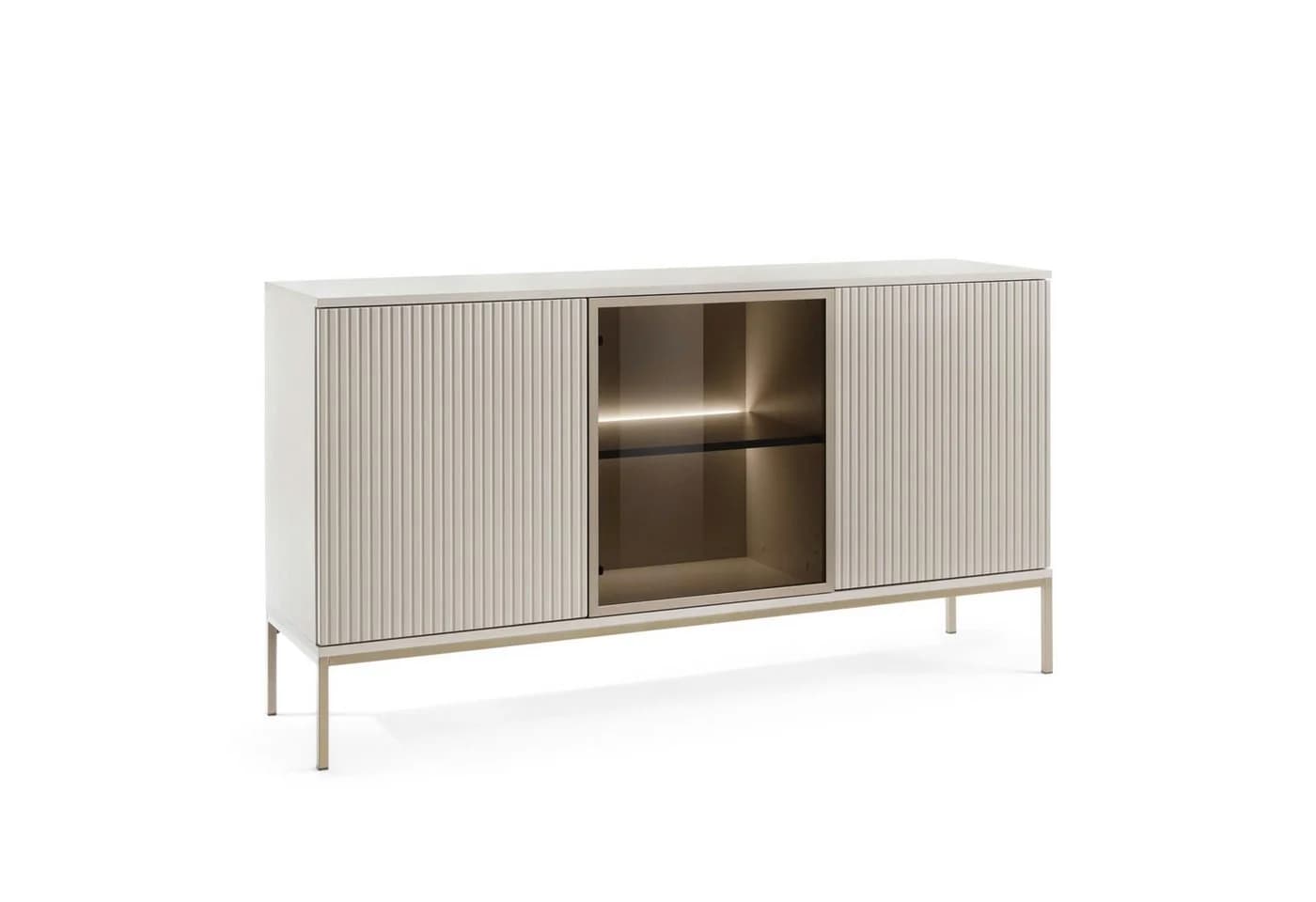 komodee Kommode LAVAL Beige mit Push-to-Open und Lamellenfront - Bild 2