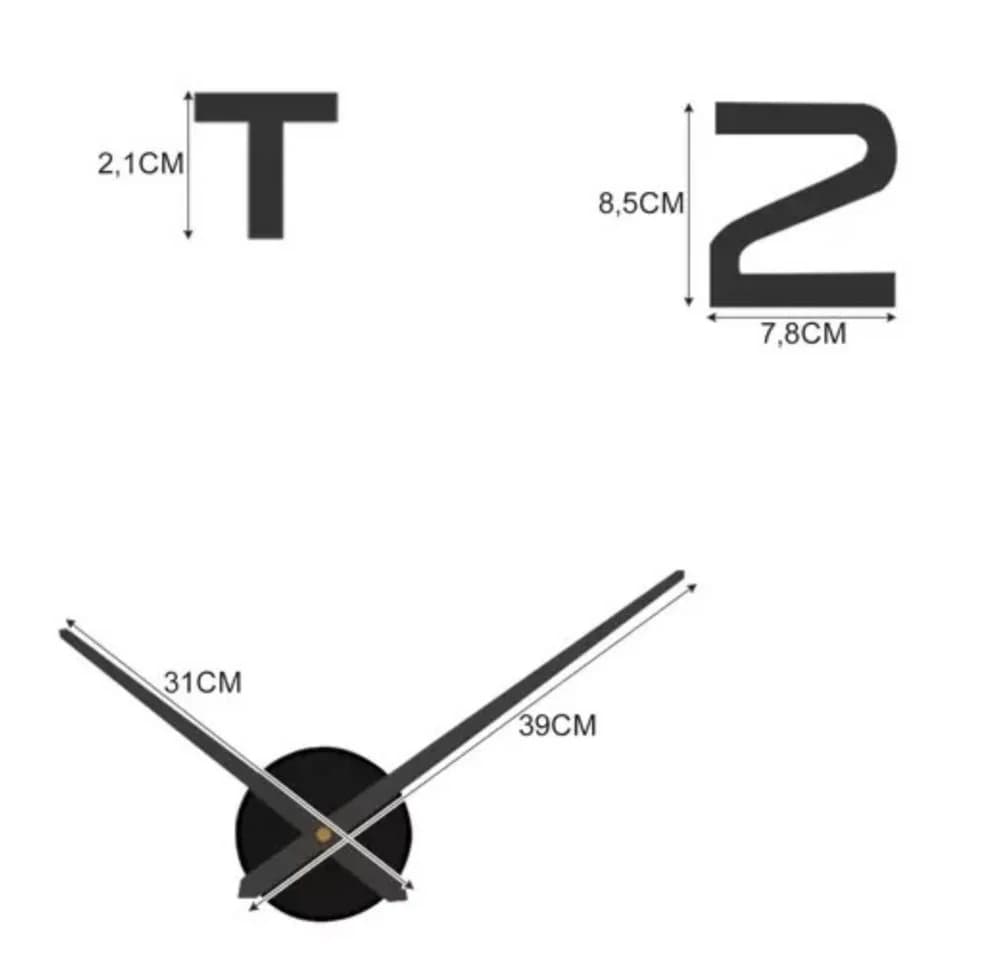 Ruhhy Wanduhr DIY-Wanduhr Loft 60-130 cm Schwarz - Bild 3
