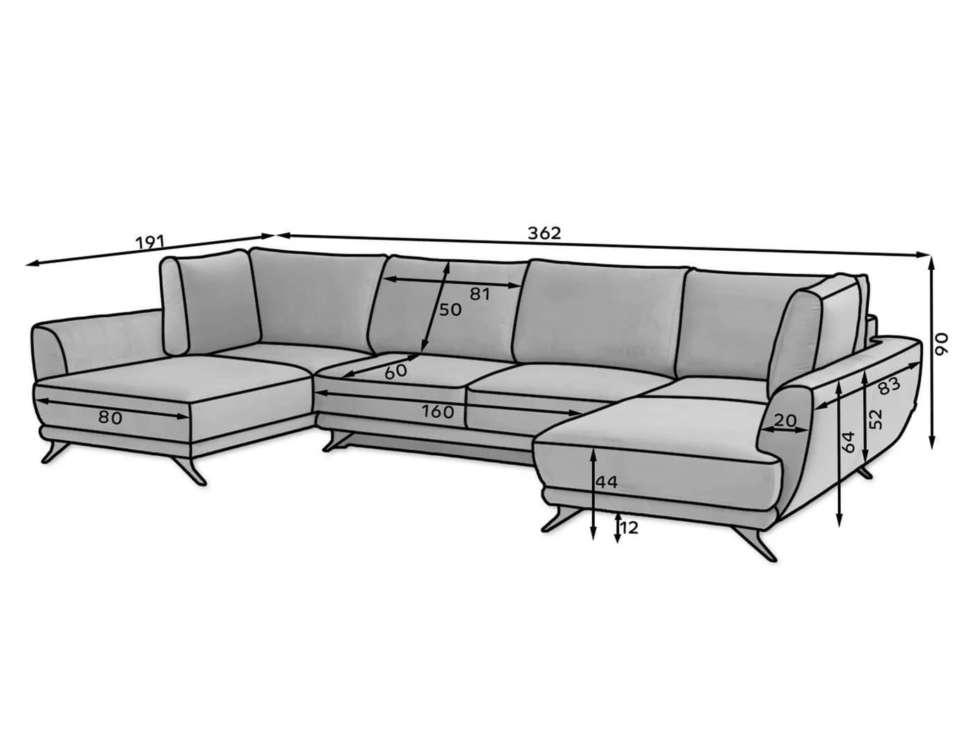 Myhomelando Wohnlandschaft Larco U-Form Blau mit Schlaffunktion & Bettkasten - Bild 4