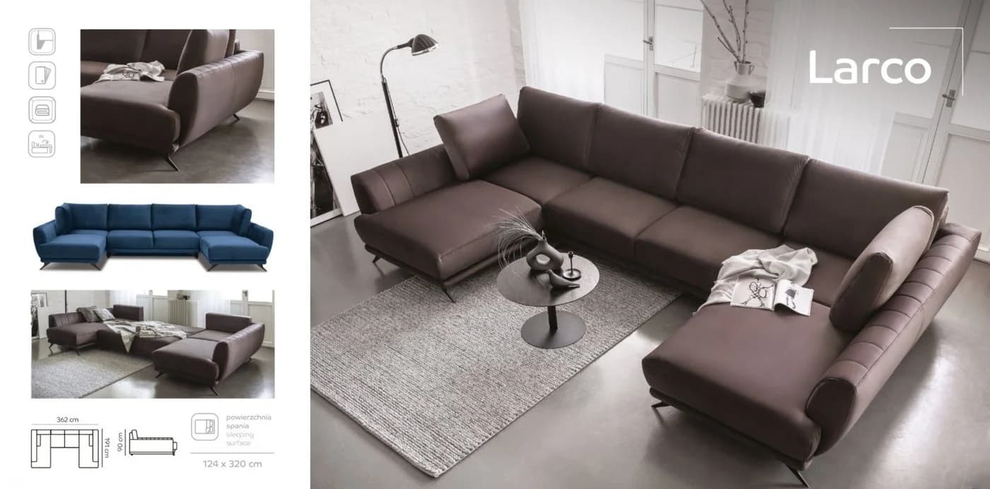 Myhomelando Wohnlandschaft Larco U-Form Blau mit Schlaffunktion & Bettkasten - Bild 5