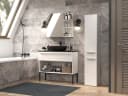 ibonto Hochschrank Badezimmerschrank Mattweiß mit langen Türen Bild 3
