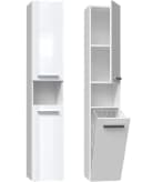 ibonto Hochschrank Badezimmerschrank NEL Weiß Modern mit Wäschekorb Bild 1