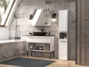 ibonto Hochschrank Badezimmerschrank NEL Weiß Modern mit Wäschekorb Bild 3