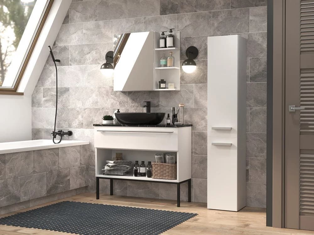 ibonto Badezimmerschrank NEL IV Weiß Modern - Bild 4