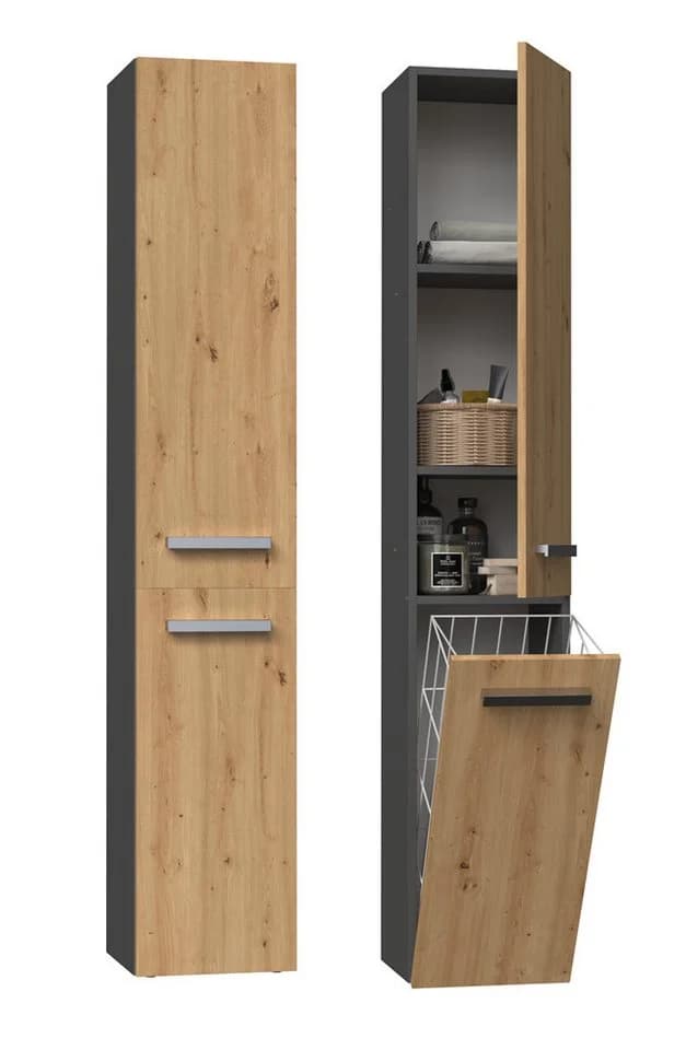 MAGOWA Badezimmerschrank NEL IV Anthrazit mit Eiche Modern - Bild 2