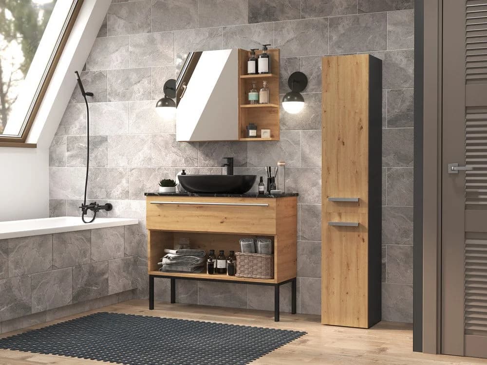 MAGOWA Badezimmerschrank NEL IV Anthrazit mit Eiche Modern - Bild 4