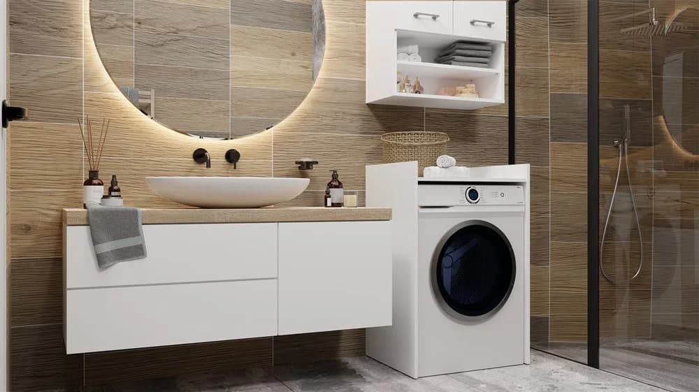 MAGOWA Waschmaschinenumbauschrank Weiß Überbauschrank für Waschmaschine - Bild 5