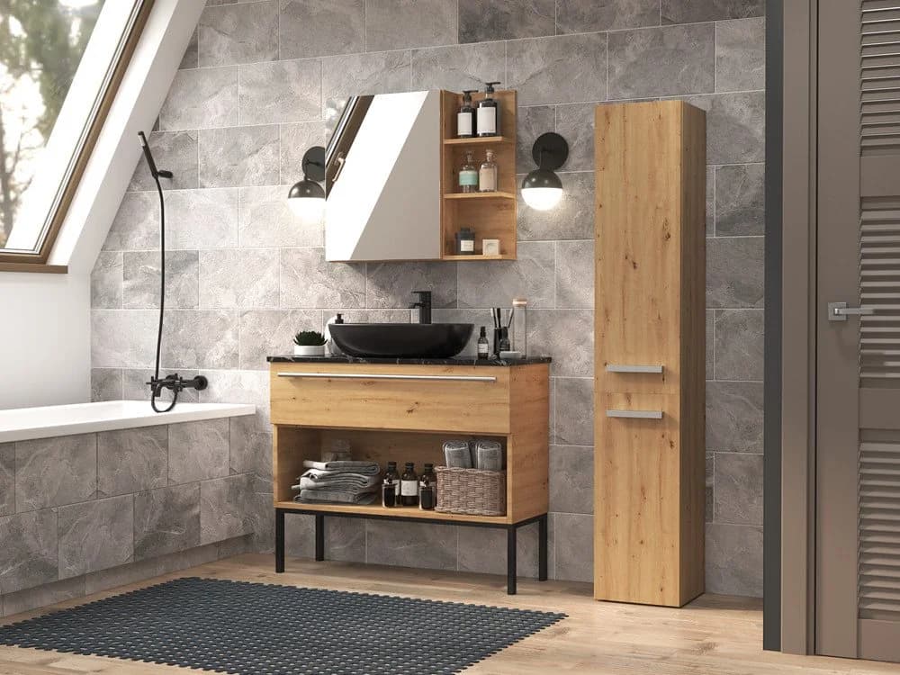 ibonto Hochschrank Badezimmerschrank Weiß Modern - Bild 4