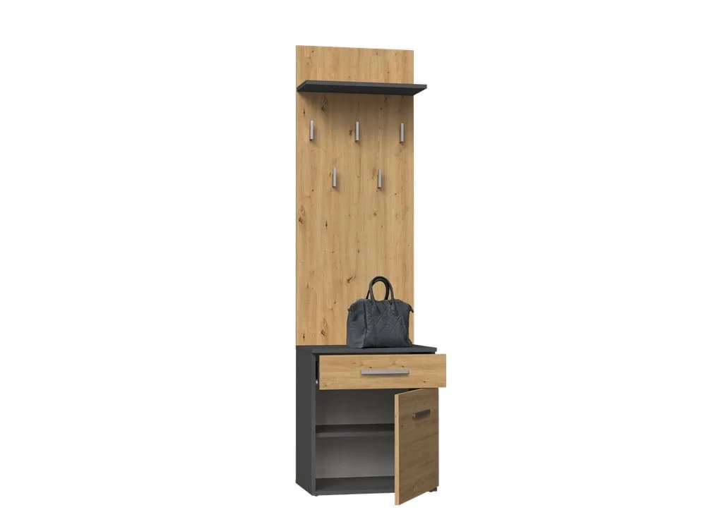 ibonto Schuhschrank mit Garderobenbank Schwarz Modern