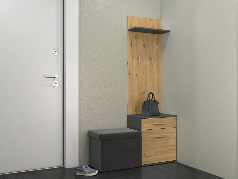 ibonto Schuhschrank mit Garderobenbank Schwarz Modern - Bild 4