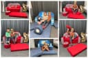 FORTISLINE Kindersofa mit Bettfunktion und Hocker Grün Bild 1