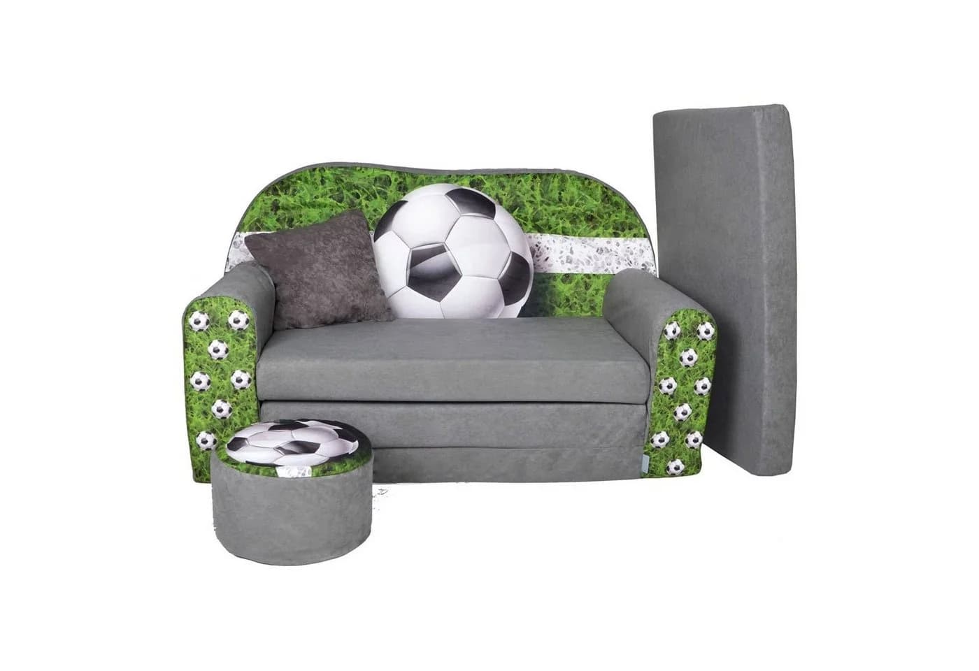 FORTISLINE Kindersofa mit Bettfunktion und Hocker Grün - Bild 2