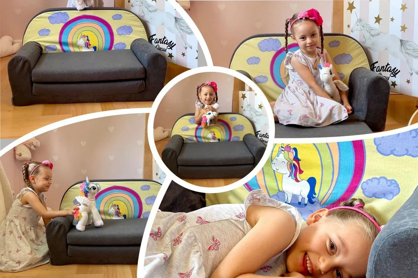 FORTISLINE Kindersofa MINI Aufklappbar Rosa Mikrofaser - Bild 3