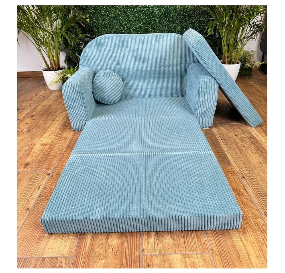 FORTISLINE Kindersofa Rosalia Ausklappbar Cord Türkis - Bild 5