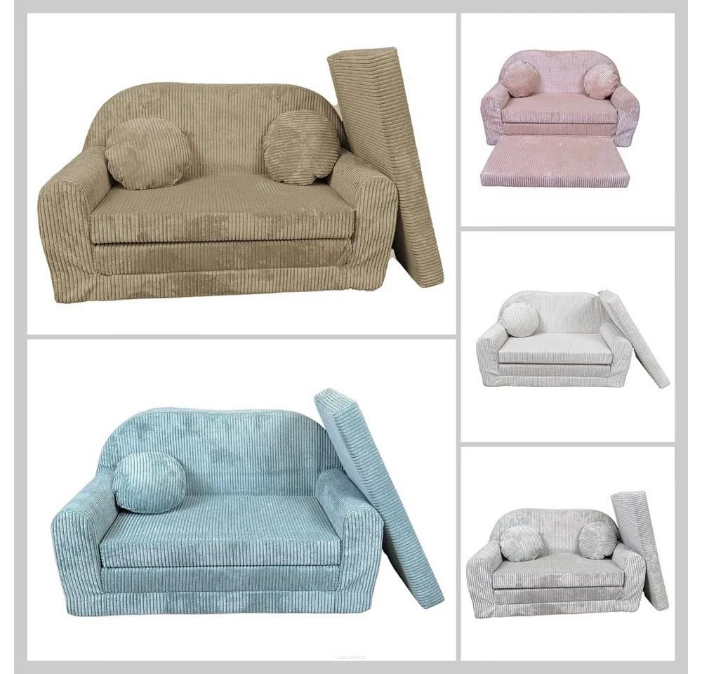 FORTISLINE Kindersofa Rosalia Ausklappbar Cord Rosa - Bild 4