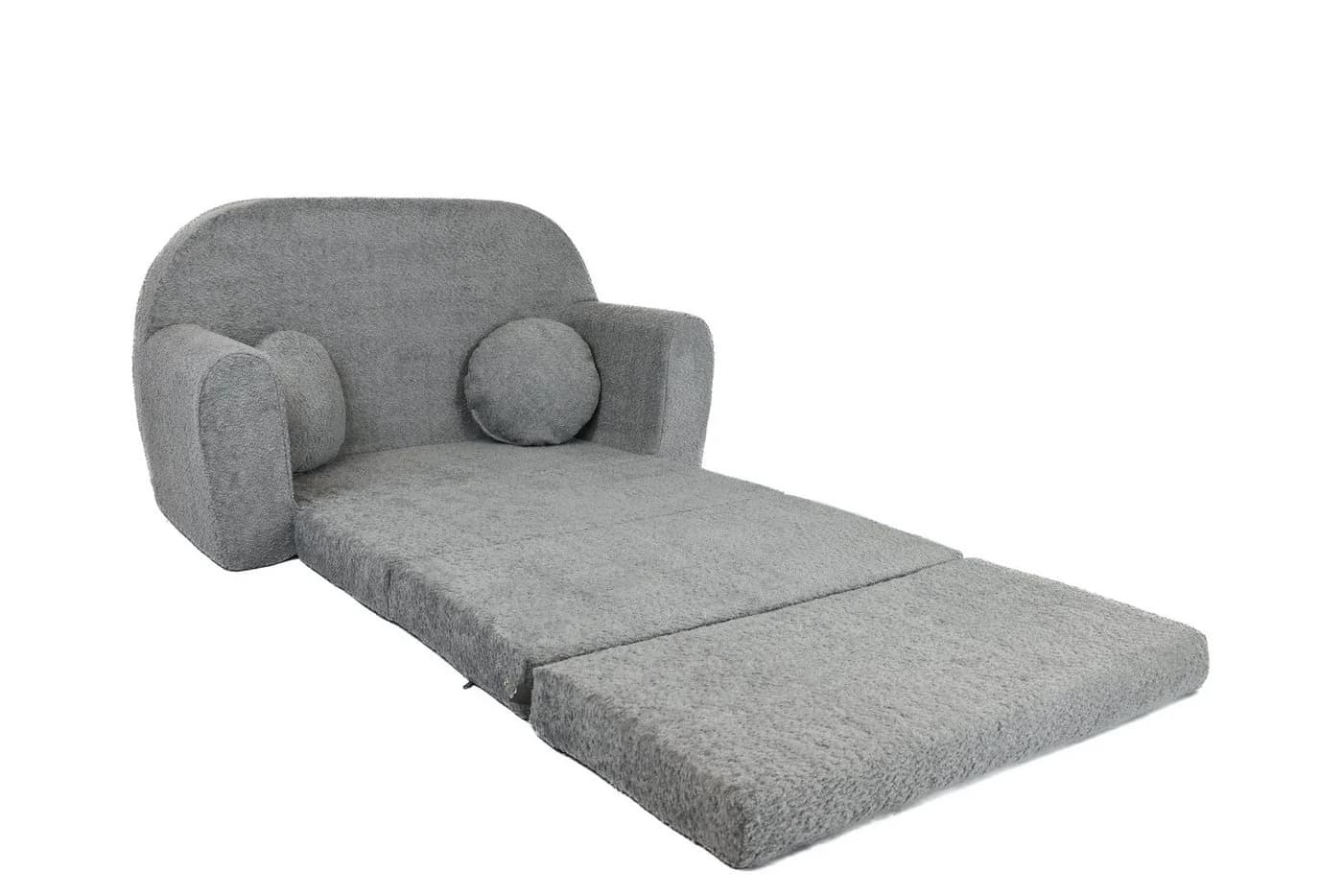 FORTISLINE Kindersofa David Grau Teddy-Stoff mit Verlängerung - Bild 3