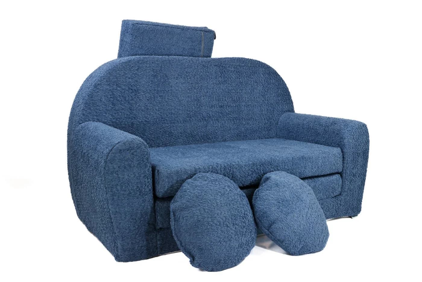 FORTISLINE Kindersofa David Blau Teddy-Stoff Klappsofa mit Verlängerung
