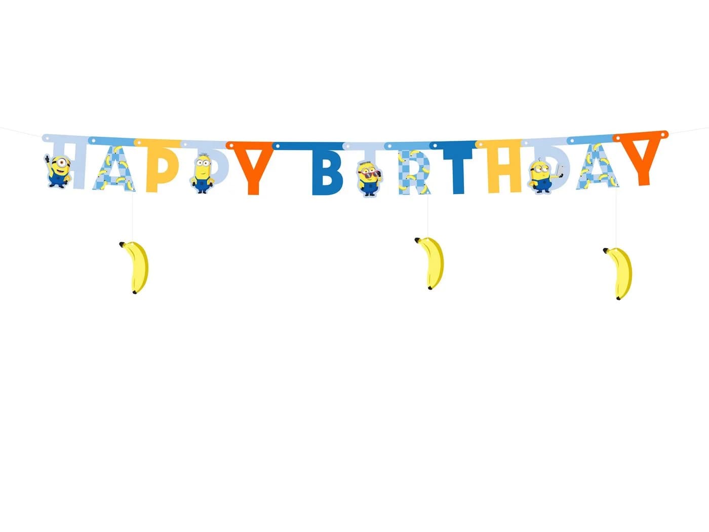 partydeco Happy Birthday Girlande Minions Blau Gelb Orange - Bild 2