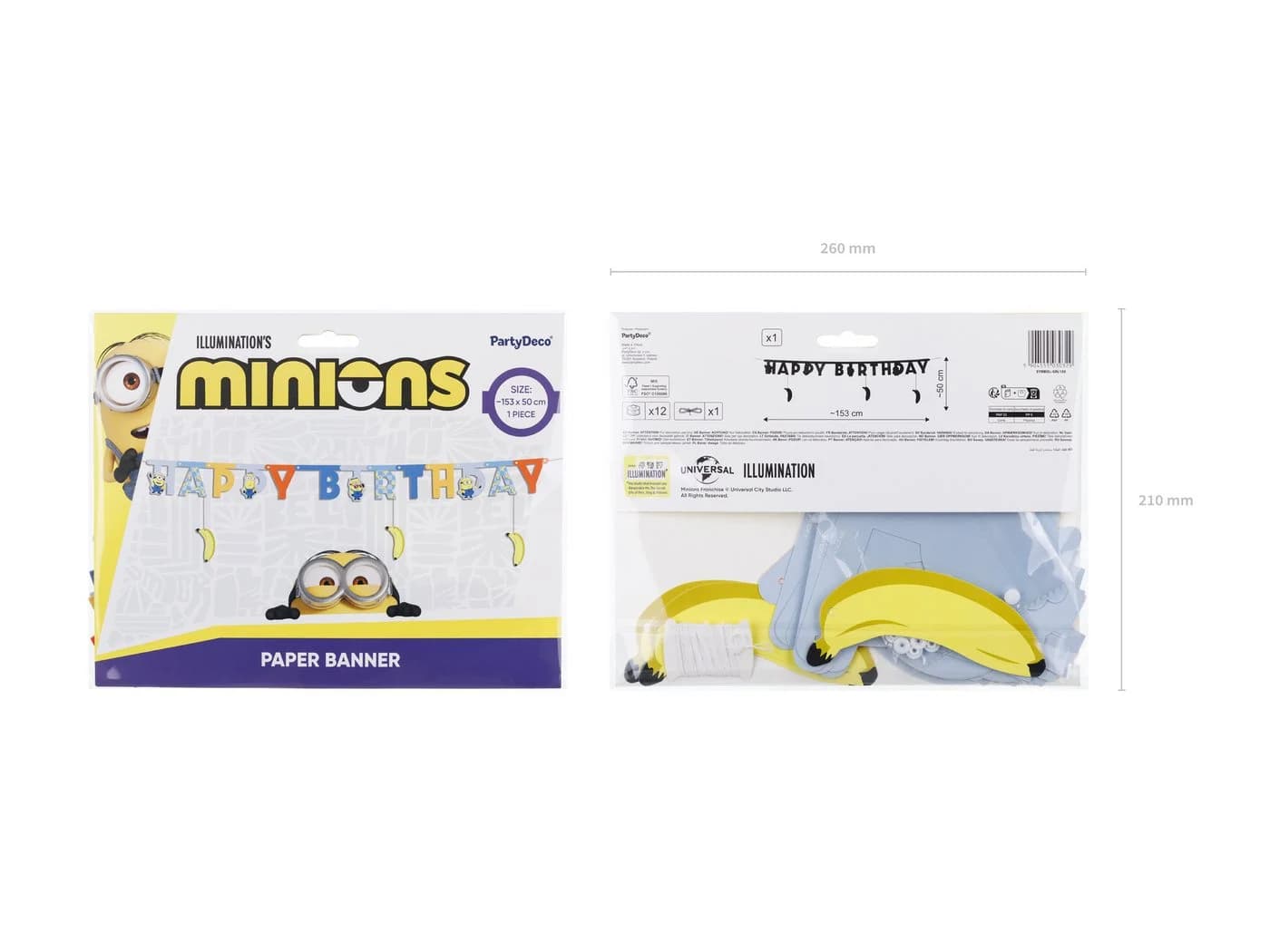 partydeco Happy Birthday Girlande Minions Blau Gelb Orange - Bild 3