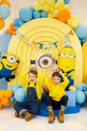 partydeco Happy Birthday Girlande Minions Blau Gelb Orange Bild 4