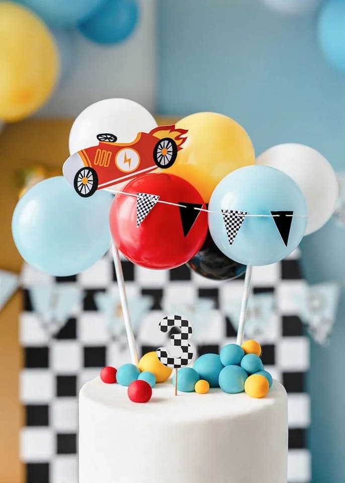 partydeco Geburtstagskerze Ziffer 3 Schwarz/Weiß Karomuster
