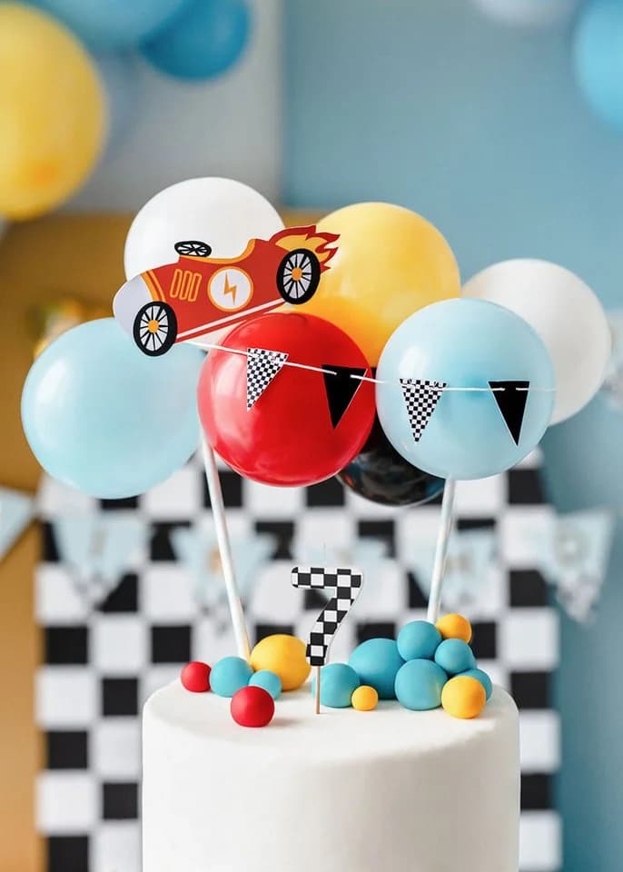 partydeco Geburtstagskerze Zahl 7 Schwarz/Weiß Karomuster