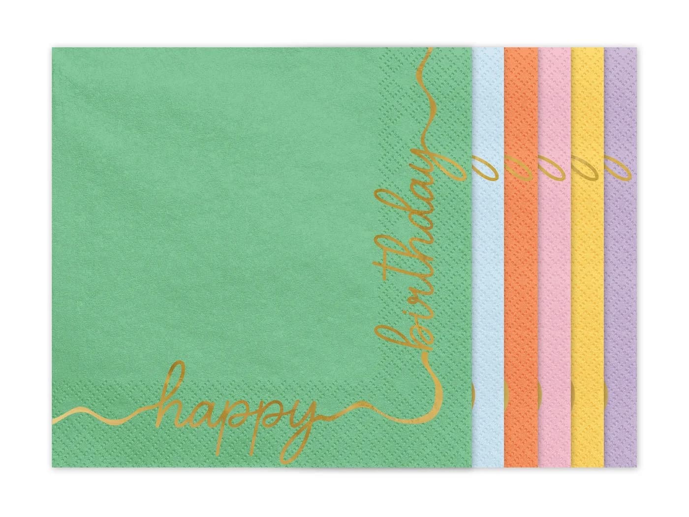 partydeco Papierservietten 33x33cm Happy Birthday 12 Stück Farbmix Gold - Bild 2