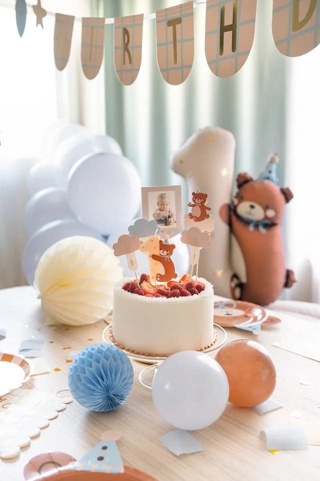partydeco Geburtstagskerze Zahl 1 Bär 7cm