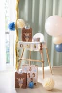 partydeco Geschenktüte Bär mit Henkel Beige/Braun/Blau Bild 1