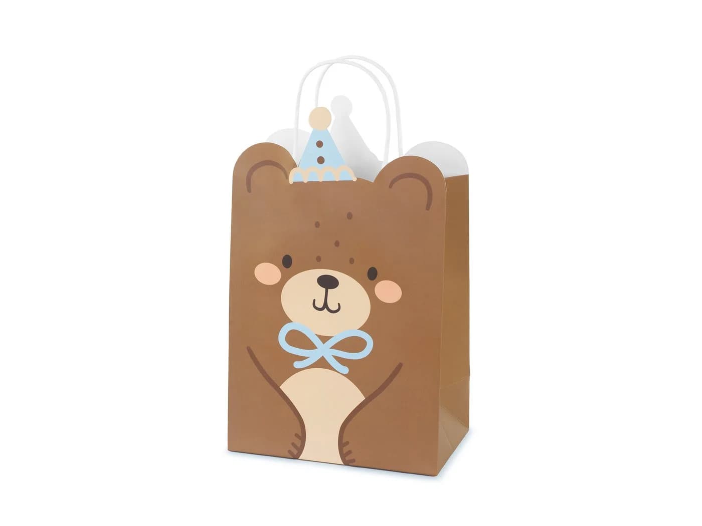 partydeco Geschenktüte Bär mit Henkel Beige/Braun/Blau - Bild 2