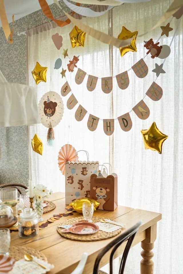 partydeco Geschenktüte Bär mit Henkel Beige/Braun/Blau - Bild 3