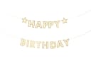 partydeco Happy Birthday Girlande 14x220cm Banner Weiß / Gold Bild 2
