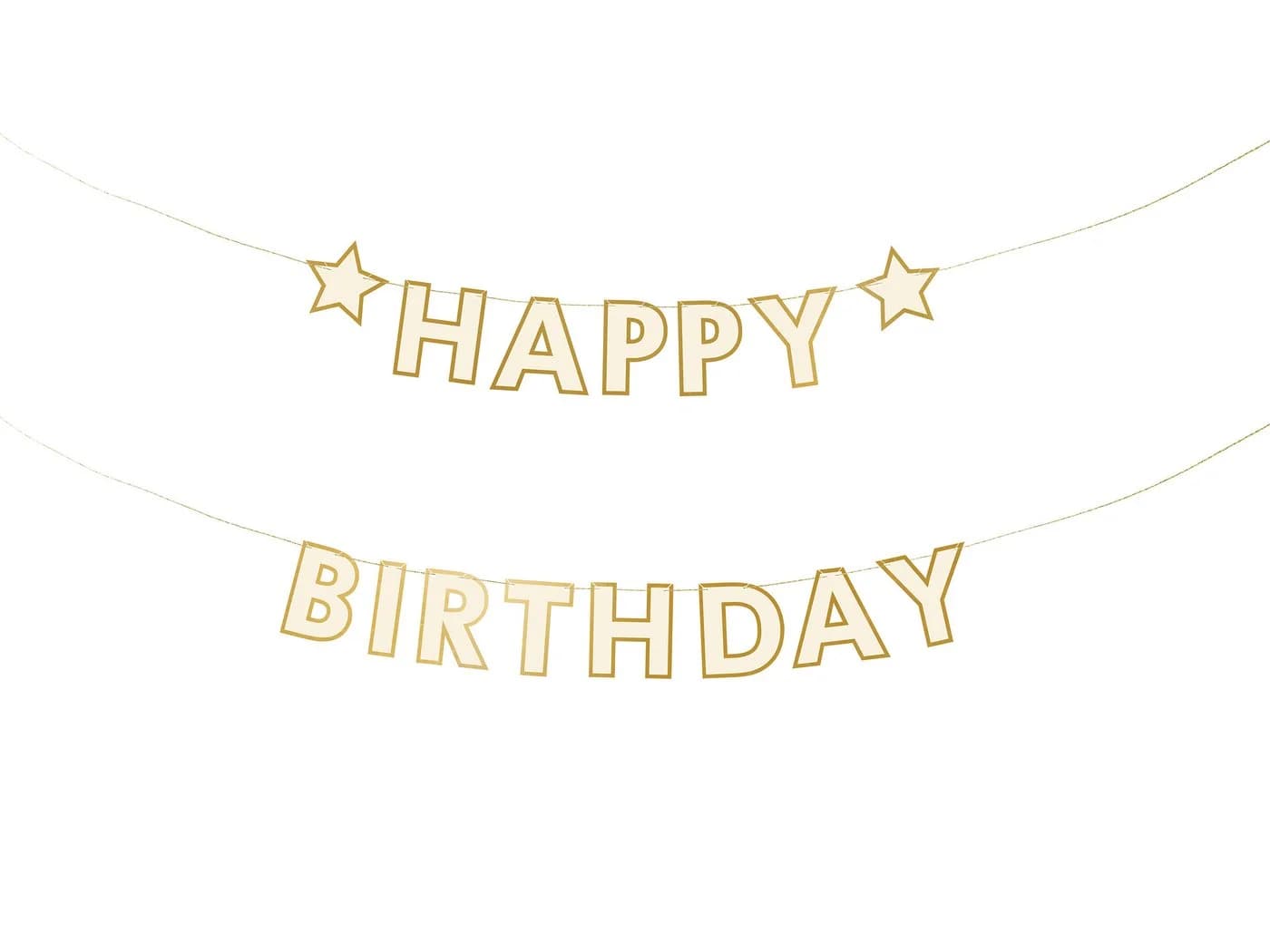 partydeco Happy Birthday Girlande 14x220cm Banner Weiß / Gold - Bild 2