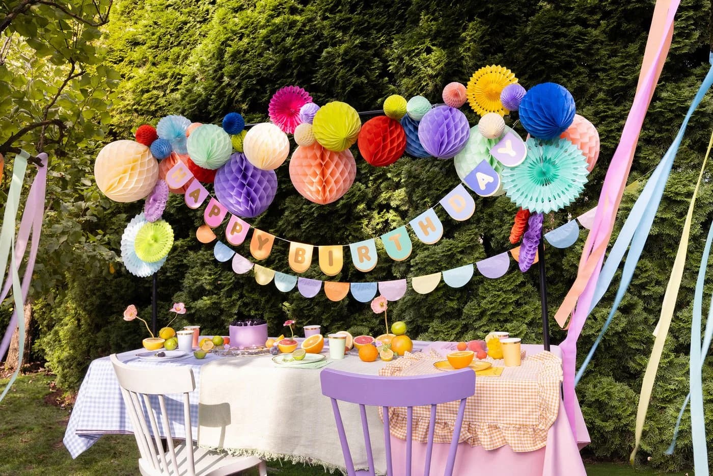 partydeco Happy Birthday Girlande 12x163cm Banner Bunt - Bild 3