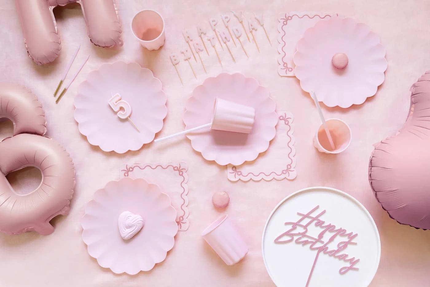 partydeco Geburtstagskerze 14cm glatt 12er Set Rosa / Gold