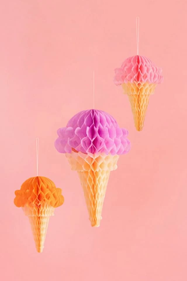 partydeco Waffeleis Wabenball 3er Set Seidenpapier Pastell