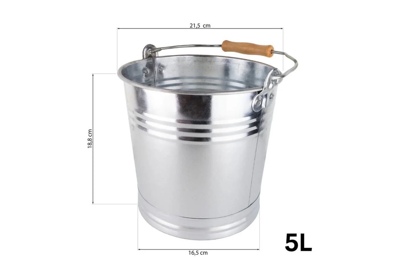 Prima-Online Zinkeimer 5L mit Holzgriff - Verzinkter Metalleimer - Bild 2