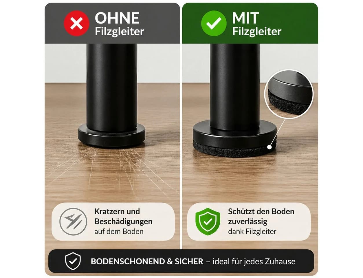 Prima-Online Möbelfuß Schwarz Matt Stahl Höhenverstellbar - Bild 3