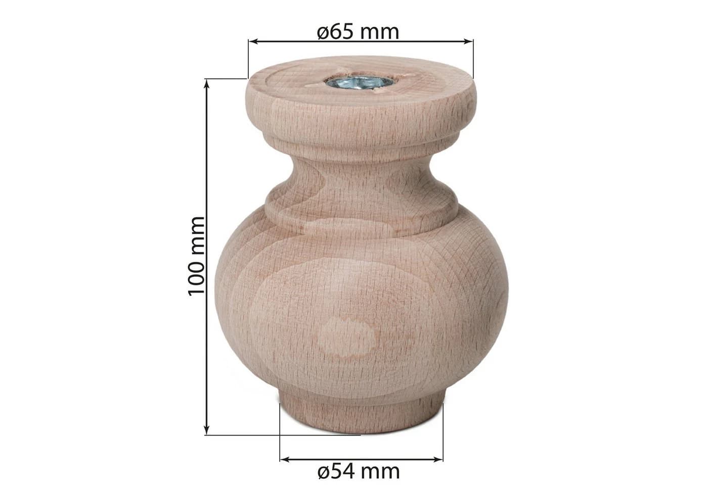 Prima-Online Möbelfuß Massivholz Eiche Vasenform H: 8/10 cm