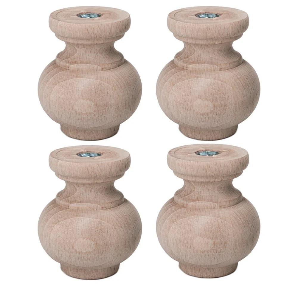 Prima-Online Möbelfuß Massivholz Eiche Vasenform H: 8/10 cm - Bild 2