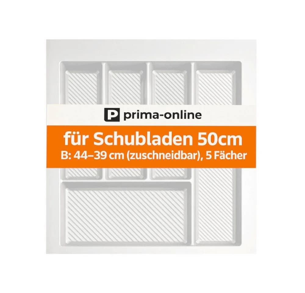 Prima-Online Besteckkasten 50 cm Weiß Graphit - Schubladeneinsatz