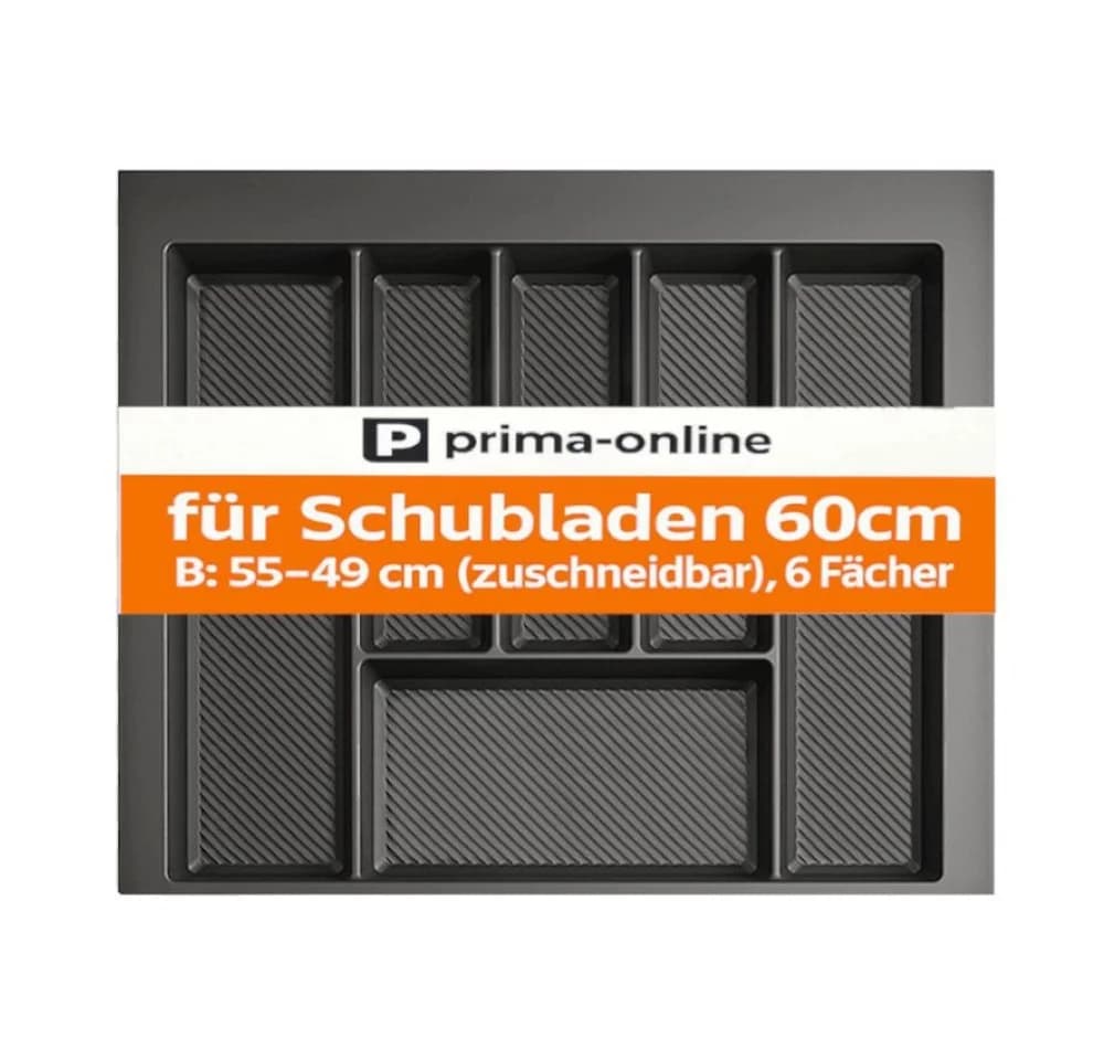 Prima-Online Besteckkasten 60 cm Weiß Graphit Schubladeneinsatz 6 Fächer - Bild 3