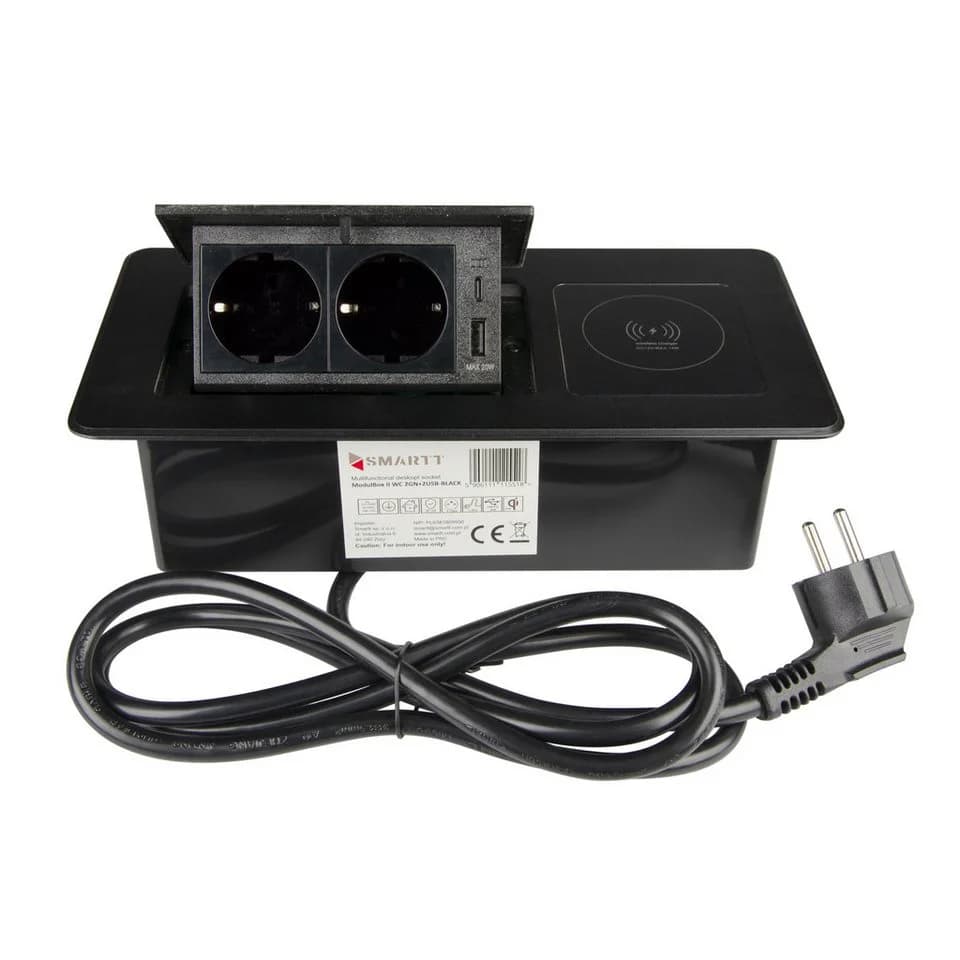WOPLUS Versenkbare Einbausteckdose Schwarz 2-fach USB-A C Induktionsladen - Bild 4