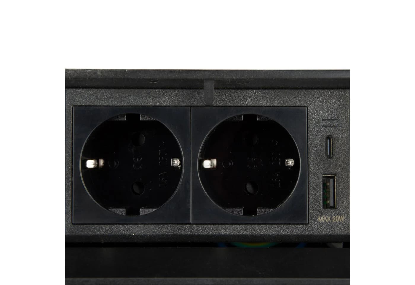 WOPLUS Versenkbare Einbausteckdose Schwarz 2-fach USB-A C Induktionsladen - Bild 5