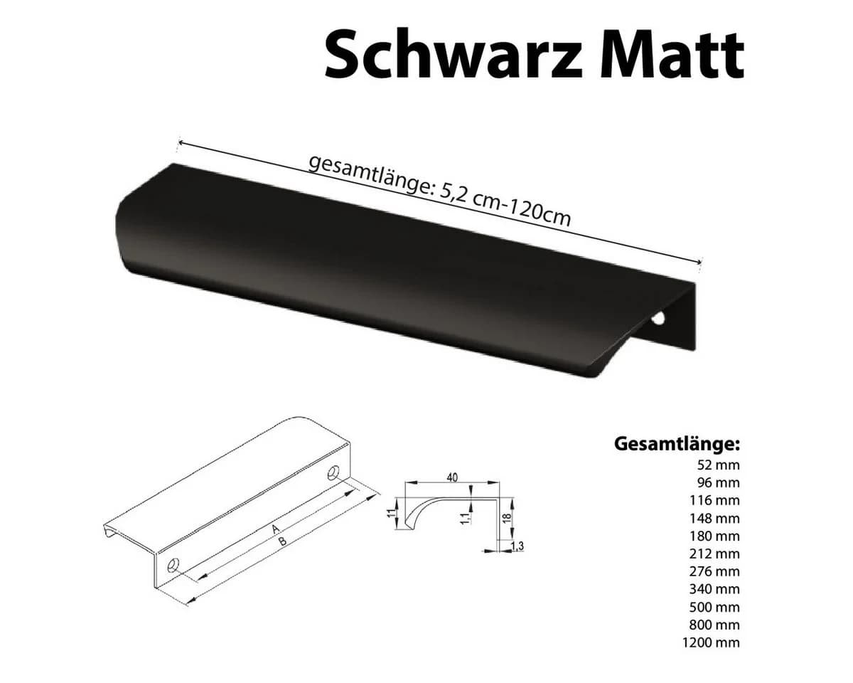 Prima-Online Möbelgriff Griffleiste Aluminium Schwarz Matt - Bild 3