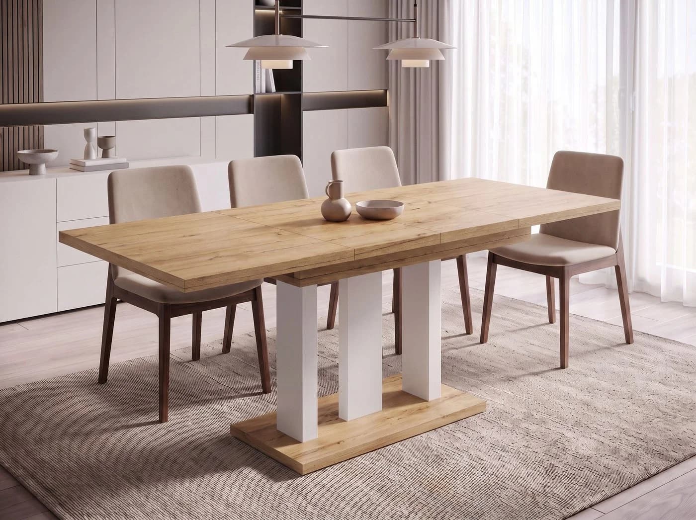 Endo-Moebel Säulen-Esstisch Appia White 130-210cm ausziehbar - Bild 2