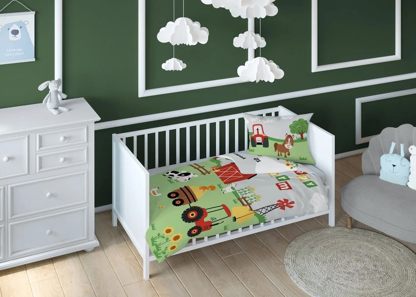 Häßler Homefashion Babybettwäsche Traktor Blau 100% Baumwolle - Bild 3